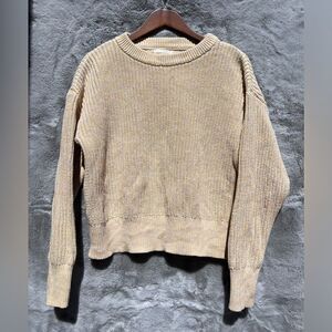 Universal Thread Yellow w/pastel multi colored threads crop sweater Size M